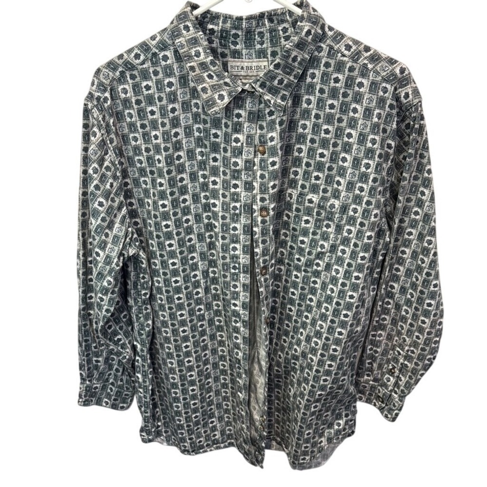Bit & Bridle Button-Up Long Sleeve Shirt‎ Patterned Print Women's